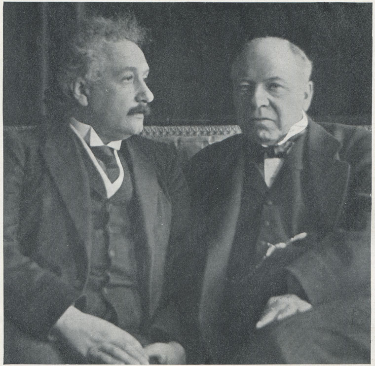 Einstein (left) and Haldane. From a photo by Walter Benington. Originally published in The Sphere on 18 June 1921, it was later reproduced in Hutchinson’s Splendour of the Heavens (1923) Einstein (left) and Haldane. From a photo by Walter Benington. Originally published in The Sphere on 18 June 1921, it was later reproduced in Hutchinson’s Splendour of the Heavens (1923)